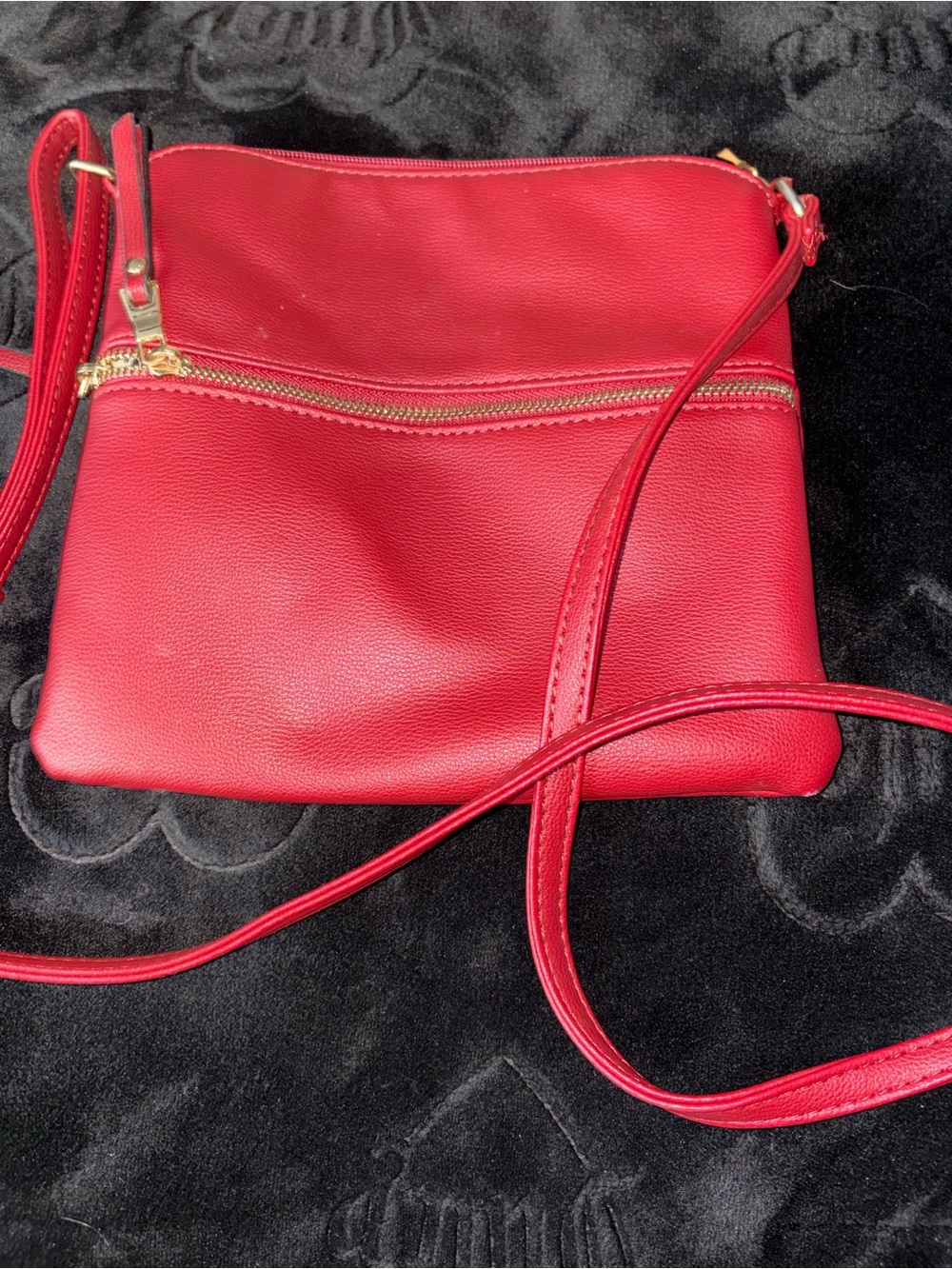 Red Crossbody Bag with Gold Hardware